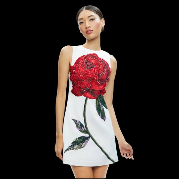 Alice + Olivia clyde beaded rose shift dress Size 2 NEW - Picture 12 of 12